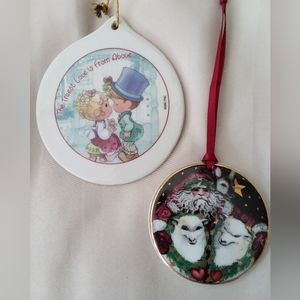 2001 PMI Double Sided Ceramic Ornament/ Vintage 1998 Christmas Around the World